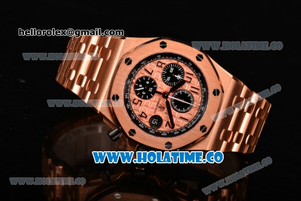 Audemars Piguet Royal Oak Offshore 2014 New Chrono Swiss Valjoux 7750 Automatic Full Rose Gold with Arabic Numeral Markers and Rose Gold Dial (J12) - Click Image to Close